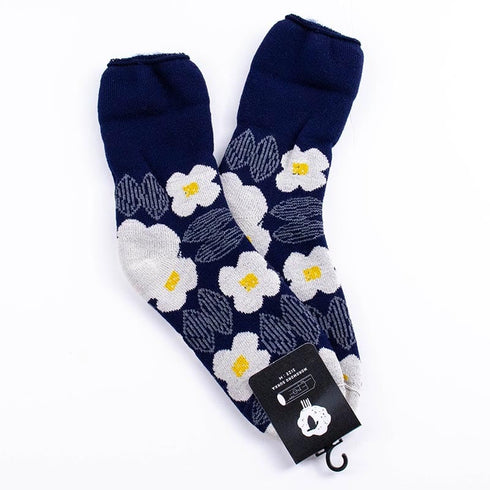 ソックス fromF モコモコソックス クッカプータラハ/花畑 ネイビー サイズM 36-38 (22.5ー25cm)TV099MNV